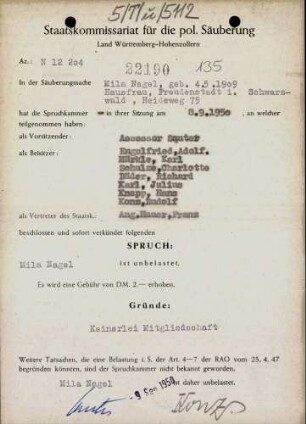 Nagel, Mila