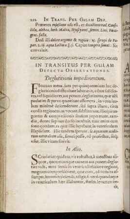 In Transitus Per Gulam Defectu Observationes