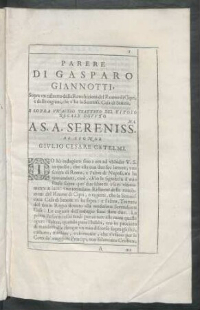 Parere Di Gasparo Giannotti ...