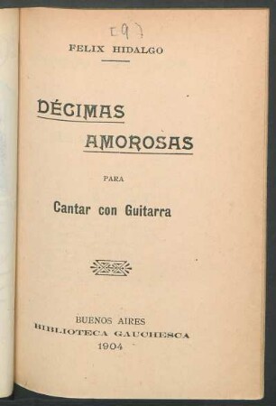 Décimas amorosas para cantar con guitarra