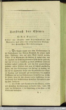 Erstes Kapitel. Ueber die Kräfte und Eigenschaften der Materie, und über die allgemeinen Gesetze der chemischen Veränderungen
