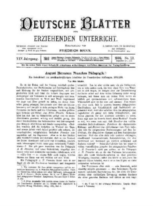 August Hermann Franckes Pädagogik : ein Gedenkblatt zur zweihundertjährigen Jubelfeier der Frankeschen Stiftungen 1698/1898