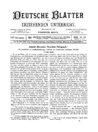 August Hermann Franckes Pädagogik : ein Gedenkblatt zur zweihundertjährigen Jubelfeier der Frankeschen Stiftungen 1698/1898