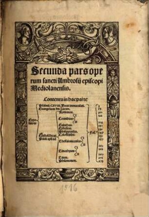 Divi Ambrosii episcopi Mediolanensis omnia opera : accuratissime revisa atq[ue] in tres partes nitidissime excusa, 2