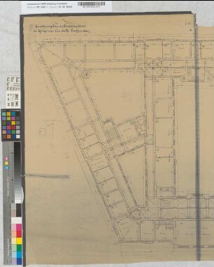 Erweiterungsbau des Geschäftsgebäudes der Kgl. Eisenbahndirektion Essen: Grundriß II. Obergeschoß, M. 1:100