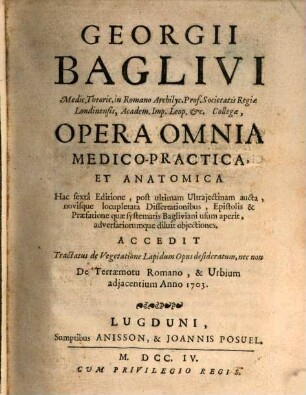 Opera omnia medico-practica, et anatomica