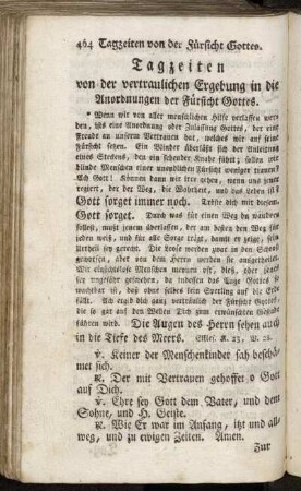 Tagzeiten von der Fürsicht Gottes. - Litaney v. Ergebung in Willen Gottes.