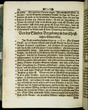 Von der Sünden Vergebung in den Christlichen Gemeinden.
