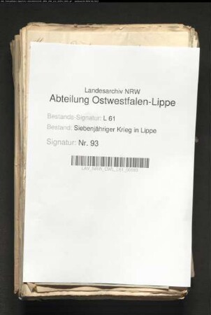 Fuhren und Fouragelieferungen im Jahre 1760 für die all. Armee