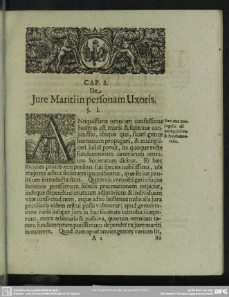 Cap. I. De Iure Mariti in personam Uxoris