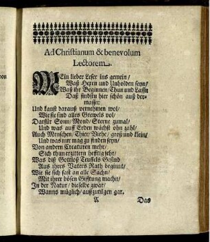 Ad Christianum & benevolum Lectorem.