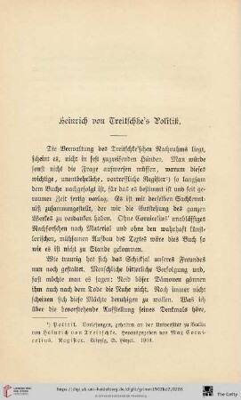 Heinrich von Treitschke's Politik