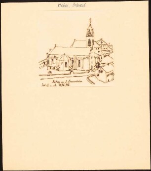 Kirche, Matrei: Durchzeichnung: Perspektivische Seitenansicht, nach: Über Land und Meer, 1876, S. 756