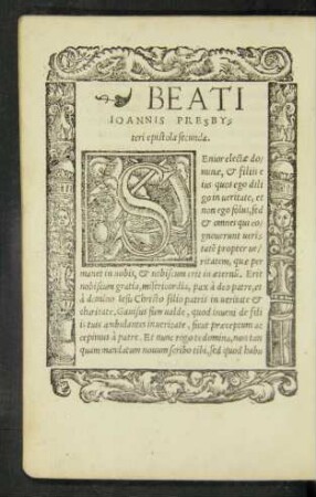 Beati Ioannis Presbyteri epistola secunda.