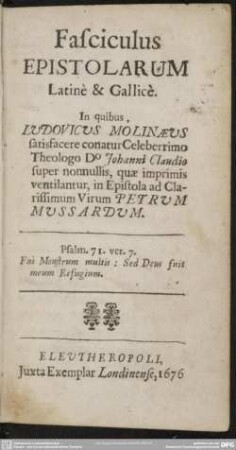 Fasciculus epistolarum : latine et gallice