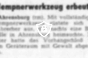 Klempnerwerkzeug erbeutet