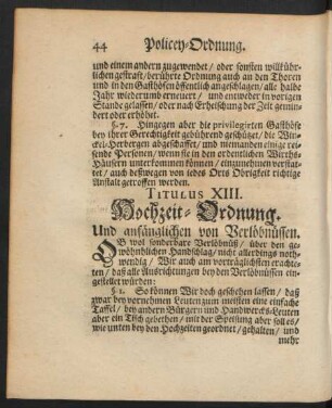 Titulus XIII. Hochzeit-Ordnung Und anfänglichen von Verlöbnüssen