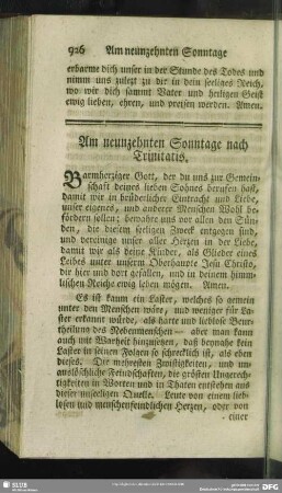 Am neunzehnten Sonntage nach Trinitatis