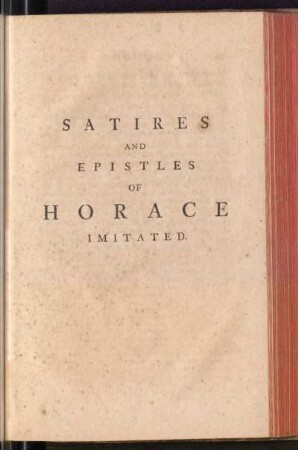 Satires And Epistles Of Horace Imitated