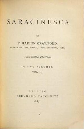 Saracinesca : in two volumes, 2
