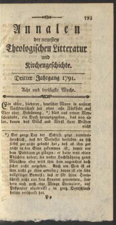 Acht und dreisigste Woche