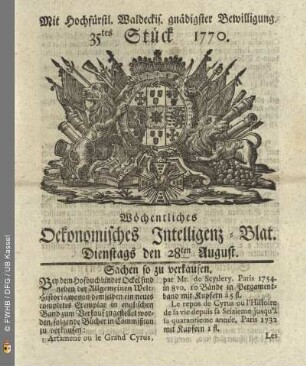 35tes Stueck, Dienstags den 28ten August 1770
