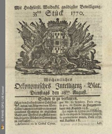 35tes Stueck, Dienstags den 28ten August 1770