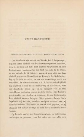 Zesde hoofdstuk. Verblijf te Singapore, Calcutta, Madras en op Ceylon