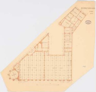 Neues Theater (Oper), Frankfurt/Main: Dekorations-Magazin: Grundriss 1.OG 1:100