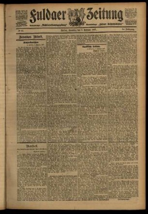 Zweite Ausgabe vom Samstag, den 09. Februar 1907.