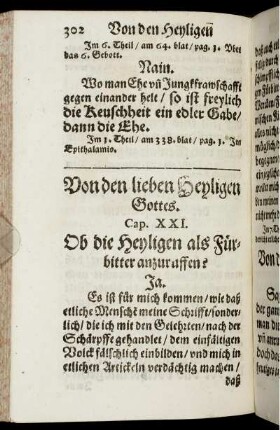 Von den lieben Heiligen Gottes. Cap. XXI.