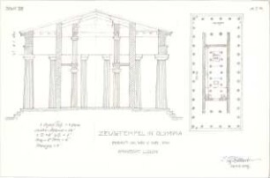 Eckert, Georg; München; Studienarbeiten - Zeustempel in Olympia (Grundriss, Schnitt)