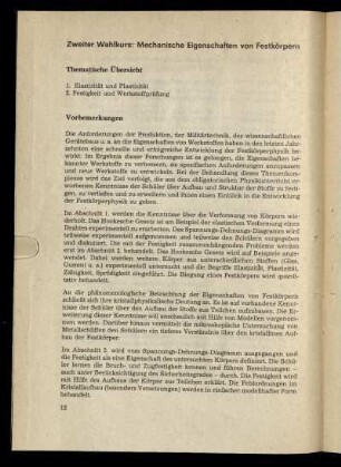 Zweiter Wahlkurs: Mechanische Eigenschaften von Festkörpern