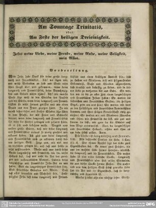 Am Sonntage Trinitatis oder: Am Feste der heiligen Dreieinigkeit