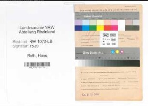Entnazifizierung Hans Von Reth , geb. 04.09.1890 ()