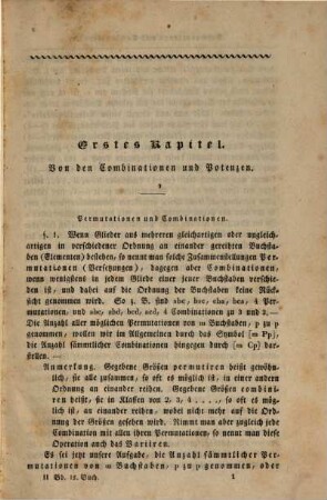 Vollständiger Lehrkurs der reinen Mathematik, 2,1. Die höhere Algebra