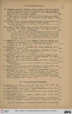 IV. Französische Literatur (Nr. 658 - 800)