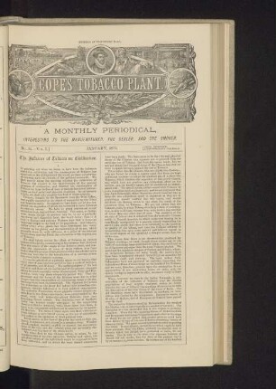 Cope's Tobacco Plant. No. 34. - Vol. I. January, 1873.