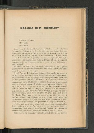 Discours De M. Beernaert.