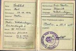 Mitgliedsausweis der Christlich-Demokratischen Union (CDU) der DDR