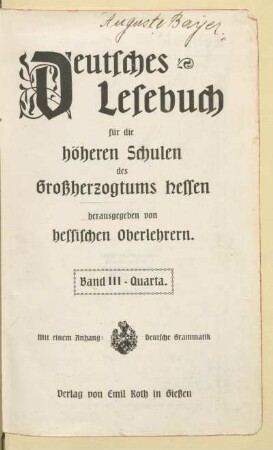 Band 3 = Quarta, [Schülerband]: [Band 3 = Quarta, [Schülerband]]