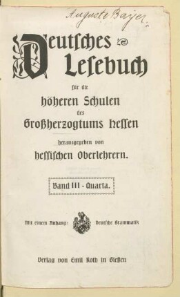 Band 3 = Quarta, [Schülerband]: [Band 3 = Quarta, [Schülerband]]