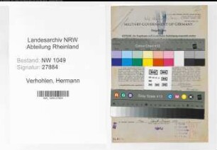Entnazifizierung Hermann Verhohlen , geb. 25.05.1890 (Stellwerksmeister)
