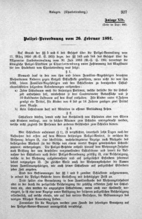 Anlage XI b. Polizei-Verordnung vom 26. Februar 1891