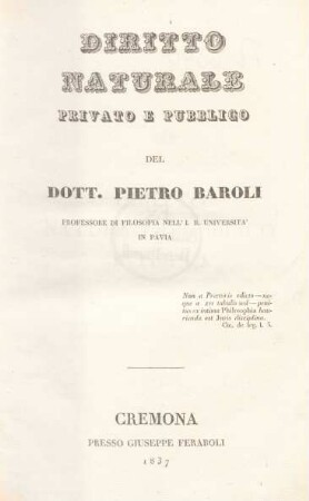 Vol. 3: Diritto naturale privato e pubblico