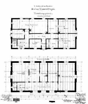 Wasseralfingen: Empfangsgebäude Verwaltungsgebäude Grundrisse EG,1.OG (mit Gebälk)