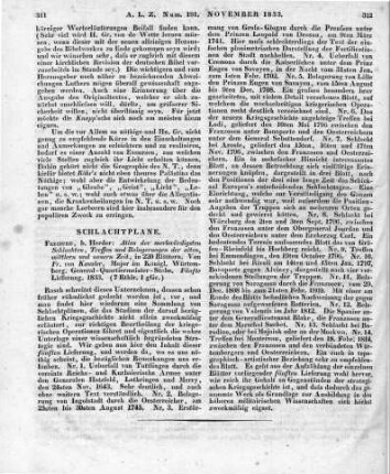 Kausler, F. G. F. v.: Atlas der merkwürdigsten Schlachten, Treffen und Belagerungen der alten, mittleren und neuern Zeit. Lfg. 5. Freiburg: Herder 1833