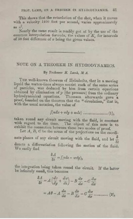 Note on a theorem in hydrodynamics.