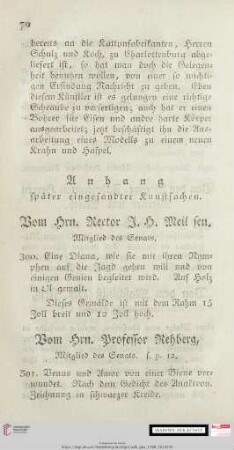 Anhang später eingesandter Kunstwerke