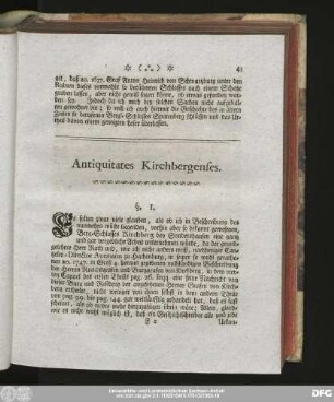Antiquitates Kirchbergenses.